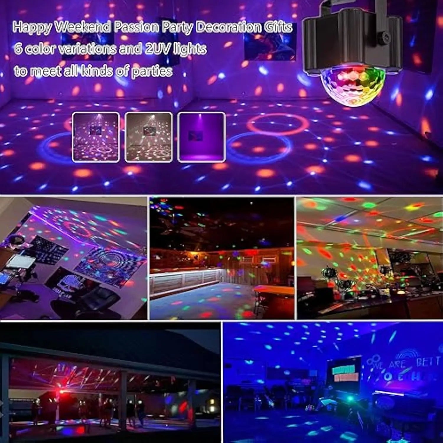 Disco Light Sound Activated LED Light 6 Colors for Home Room