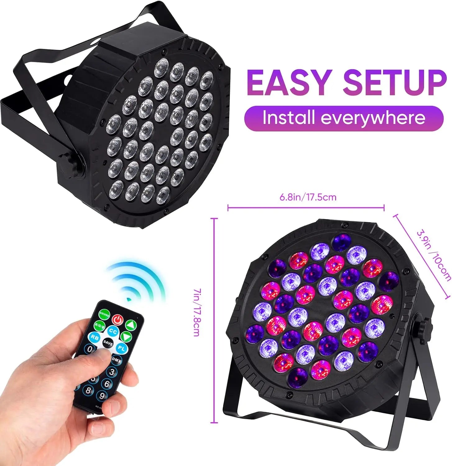 Party Lights Uplights with Sound Activated Remote DMX